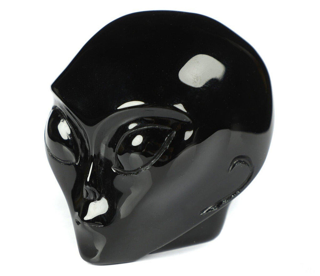 Zwarte obsidiaan, schedel van Roswell-type alien, verzamelschedel van natuursteen / Schedel, schedel, schedel, kristalschedel