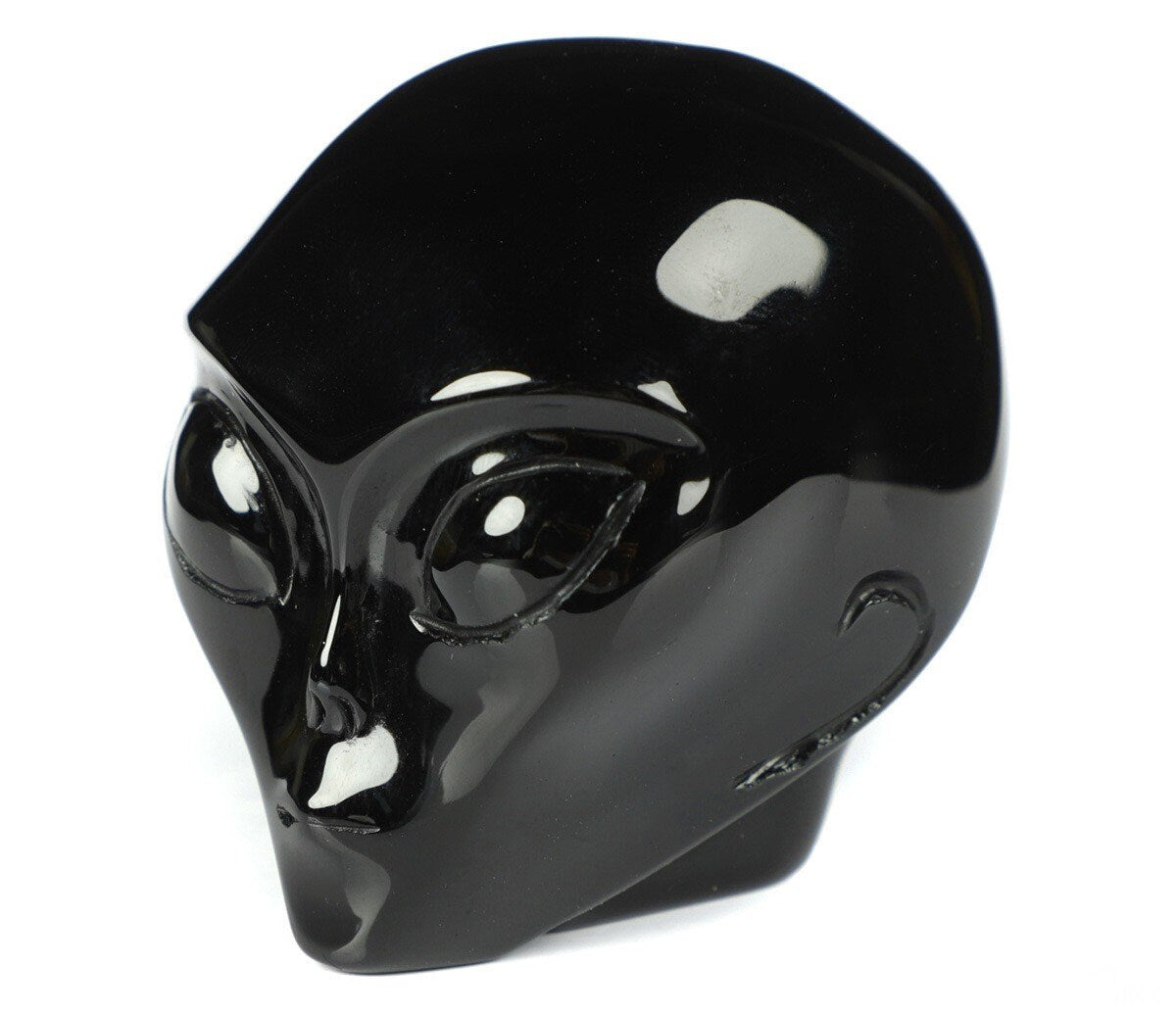 Zwarte obsidiaan, schedel van Roswell-type alien, verzamelschedel van natuursteen / Schedel, schedel, schedel, kristalschedel