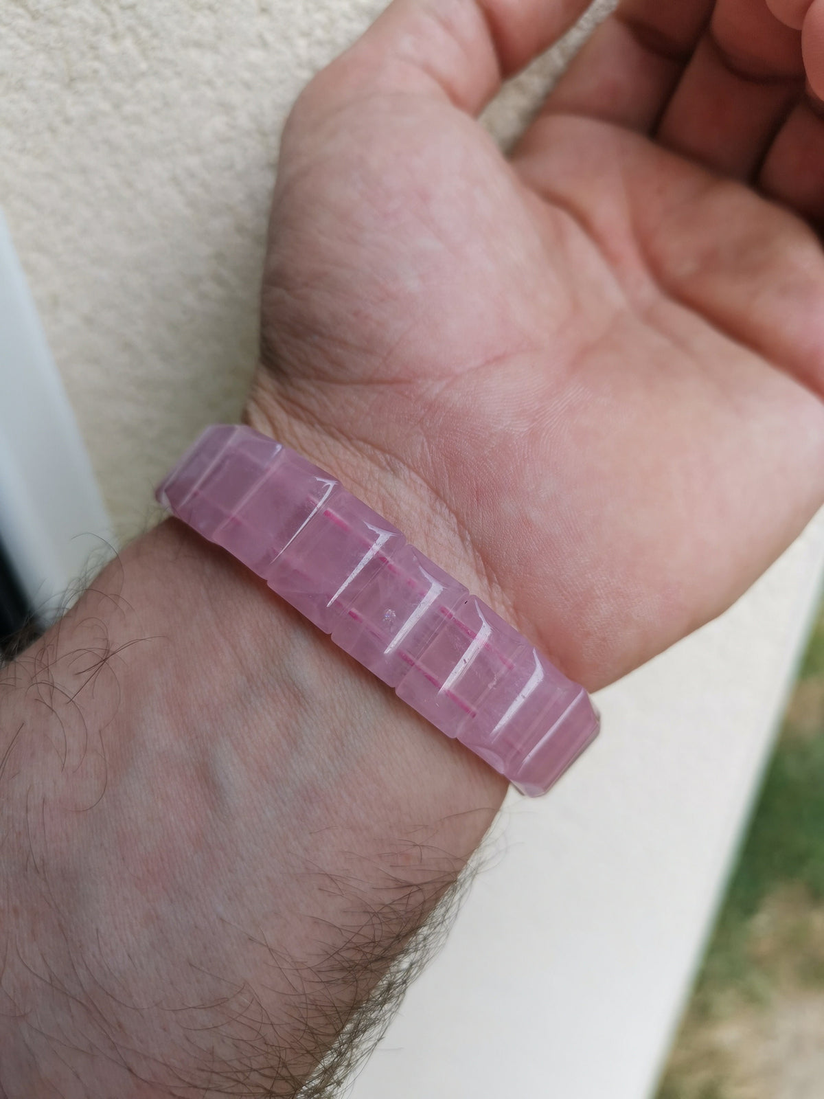 Quarzo rosa, perla rettangolare, pietra naturale dal bel colore omogeneo
