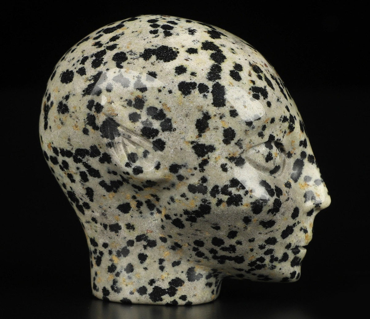 2" Elf / Fee / Avatar -> natuurlijke steen Dalmatian Jasper / Dalmatian Jasper , Skull Compagnion