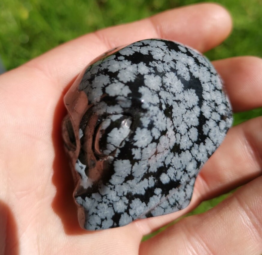 Obsidienne Flocon  /Crâne pierre naturelle de collection / décoration  Skull , Cranio , SchÄdel , Craneo Crystal Skull