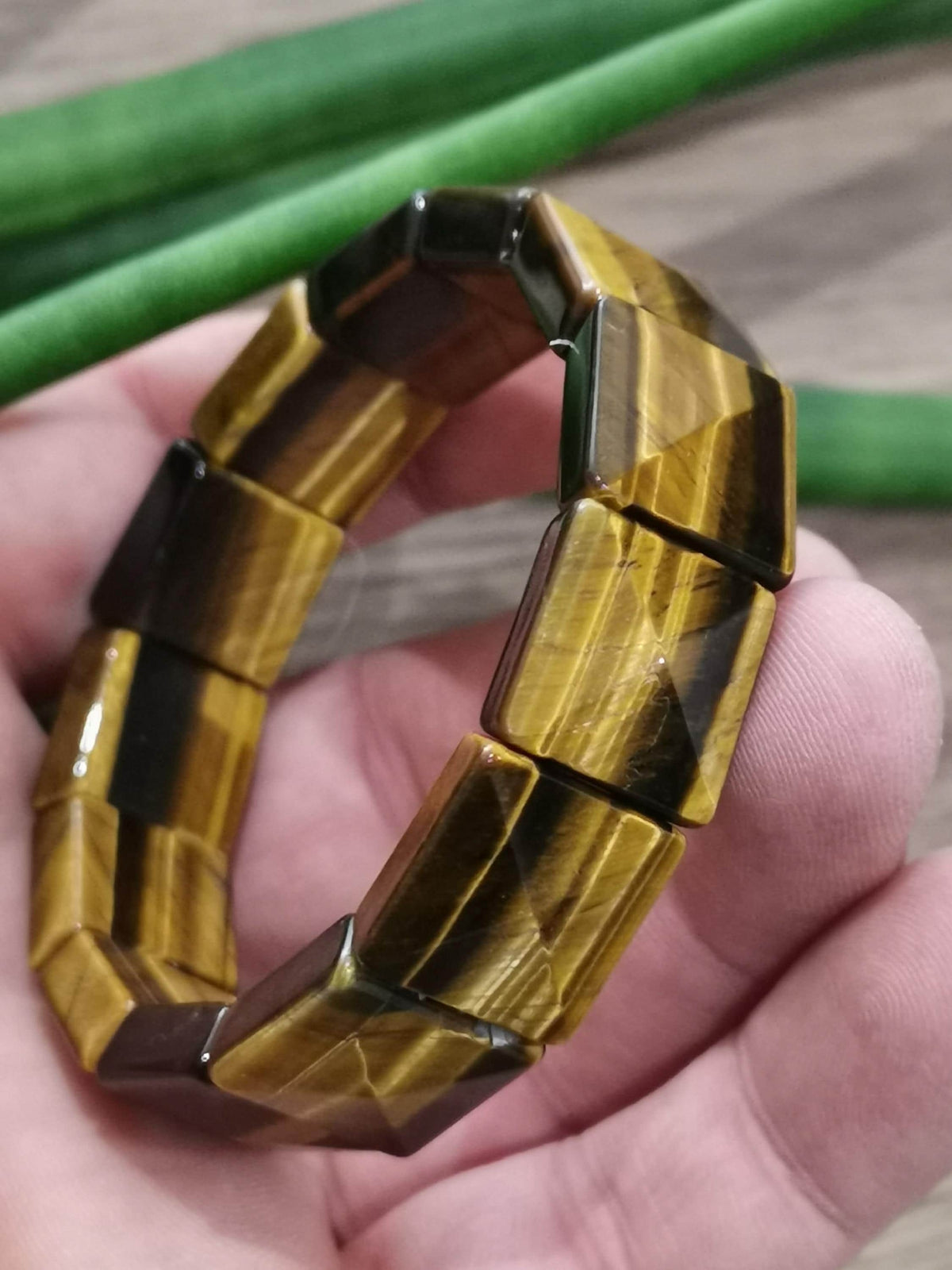 Olho de tigre amarelo, pulseira bonita e em grande formato quadrado de 16/16 mm, magnífica