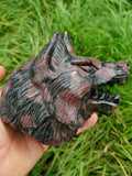 WOLF , Sculptuur /standbeeld , Granaat Almandijn  -> Natuursteen AA