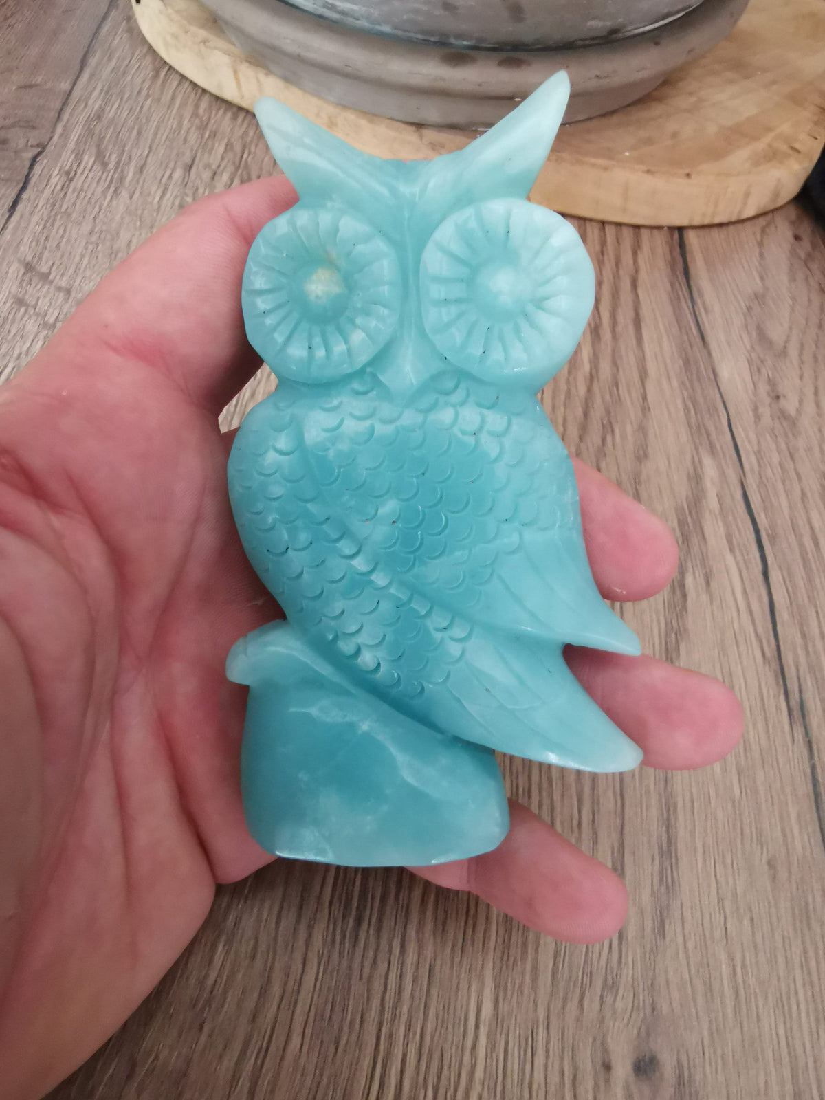 Escultura de búho en amazonita de China