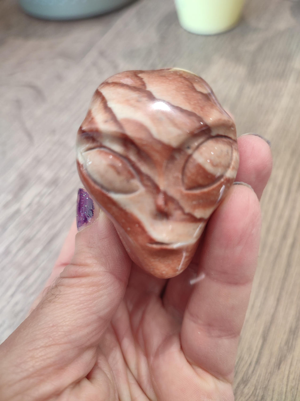 Landschapsjaspers, ALIEN-hoofd / Natuurstenen schedel voor verzamelaars / decoratie Skull, Cranio, SchÄdel, Craneo Crystal Skull