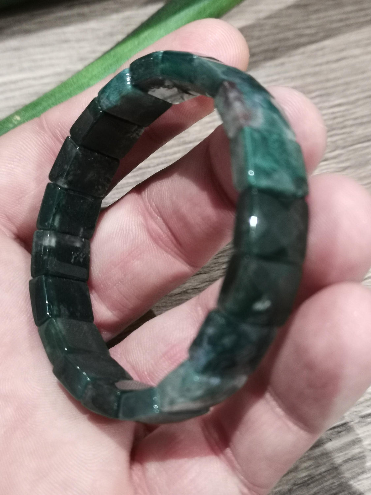 Musgo Ágata, Pulseira de Contas Quadradas Facetadas