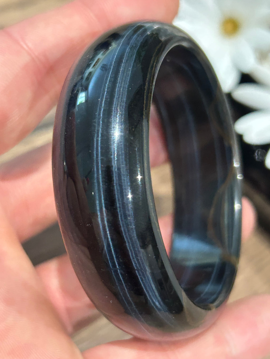 Falkenog , Nachtblauw  -> Starre Bangle Armband van natuursteen , Lithotherapie / cadeaus / Sieraden