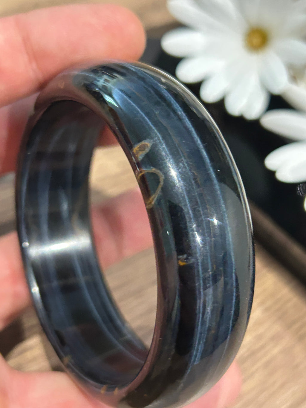 Falkenog , Nachtblauw  -> Starre Bangle Armband van natuursteen , Lithotherapie / cadeaus / Sieraden