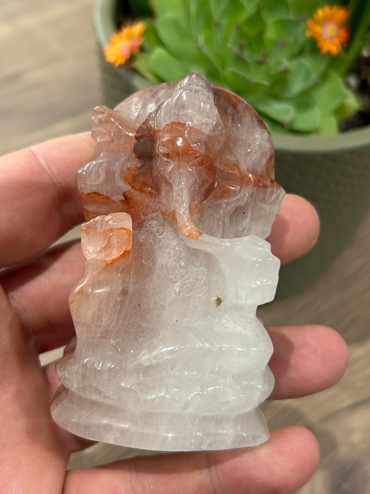 God olifant Ganesh ; god die hindernissen verwijdert , Aventurijn , Kwartskristal, Obsidiaan , howliet , Amethist