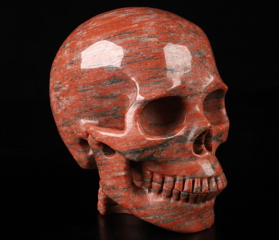 Granite Rouge ,  Crâne avec colonne  / Crystal Skull  , Collection / Lithothérapie , Cranio , SchÄdel , Craneo , reiki Crystal Skull
