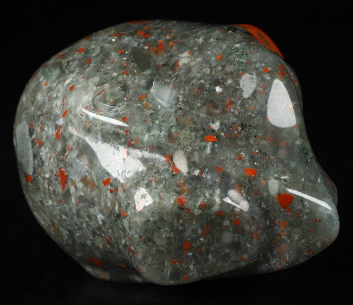 Alien-Schädel aus afrikanischem Blutjaspis, Kollektion / REIKI Skull, Cranio, Schädel, Craneo Crystal Skull
