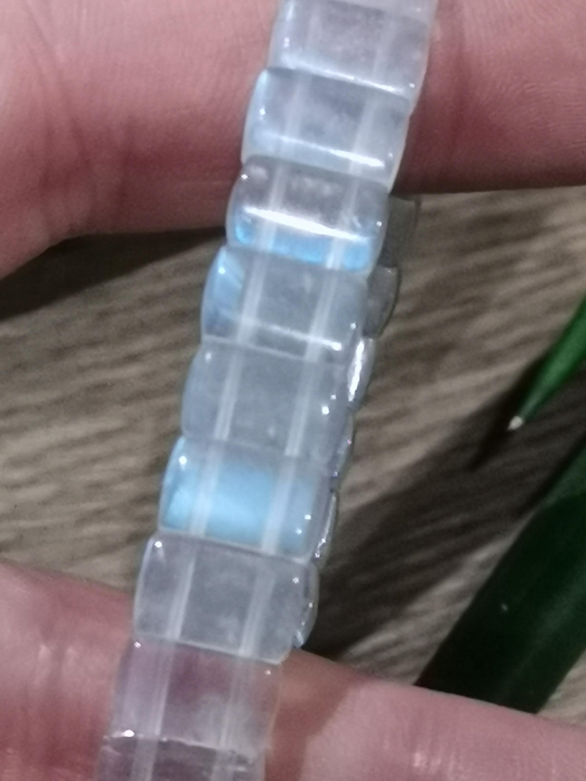 Blauwe maansteen, armband met rechthoekige parel van 10 / 6 mm, lengte 17 cm