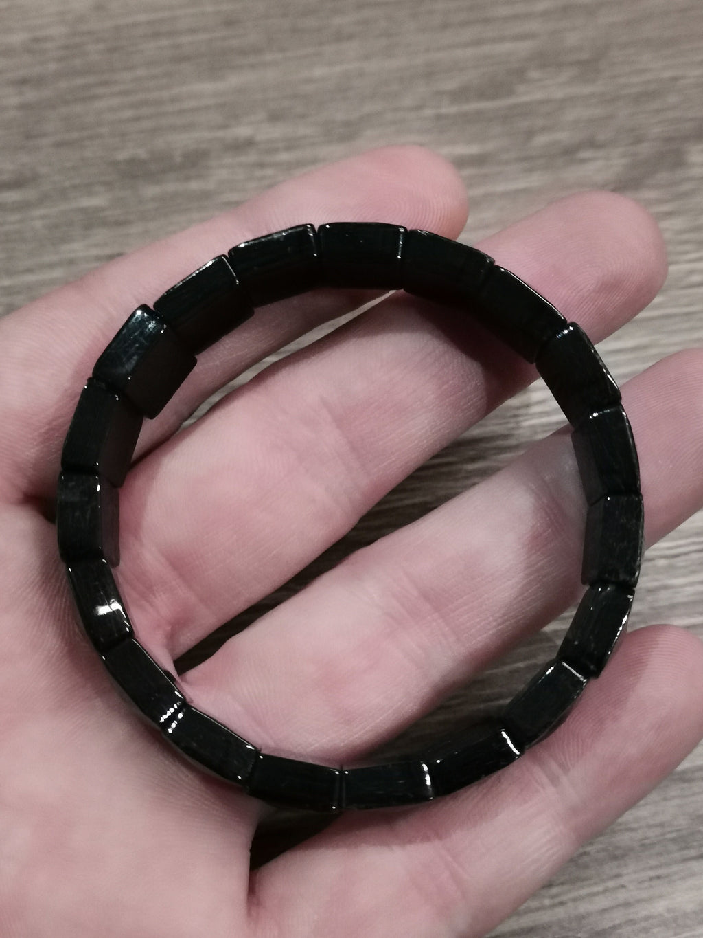 Turmalina Negra, pulseira de contas quadradas facetadas, qualidade Extra AA