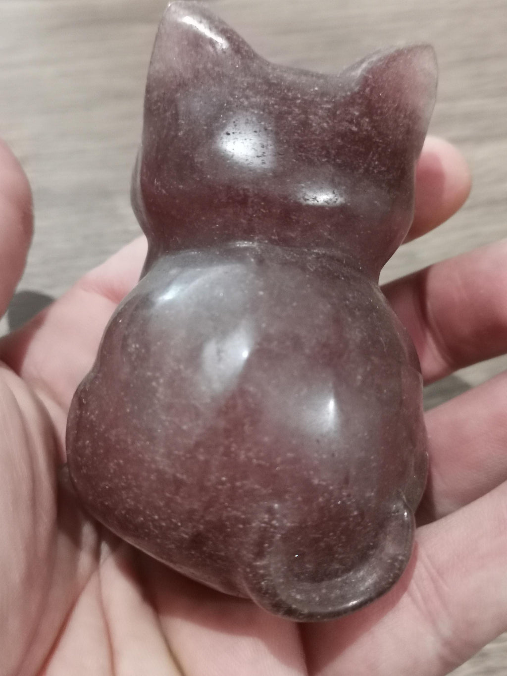 Kleine kitten, sculptuur van natuursteen, naar keuze -> Zwarte obsidiaan of rozenkwarts