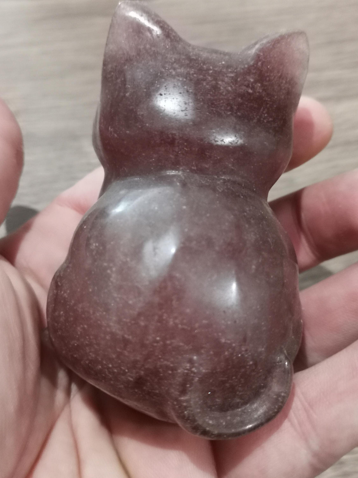 Kleine kitten, sculptuur van natuursteen, naar keuze -> Zwarte obsidiaan of rozenkwarts