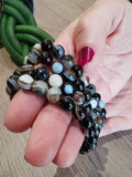Agate Noir bande, Bracelet Sur Mesure , Perle Ronde de 8 Mm