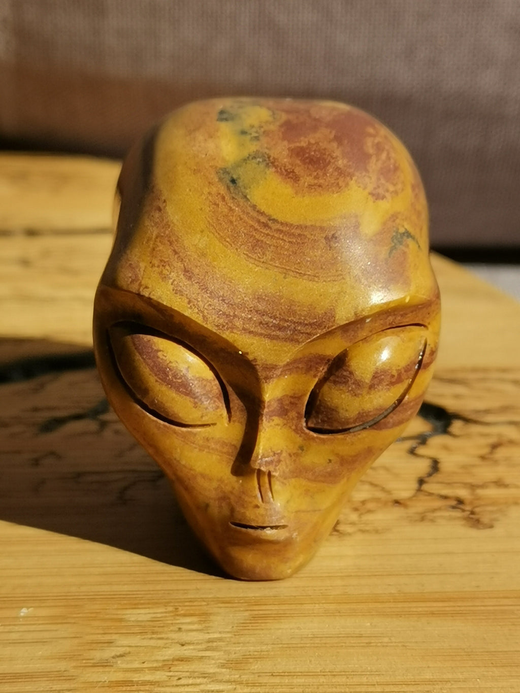Aardappeljasperschedel uit de Mongoliëband , gesneden verzameld mineraal Roswell , UFO , Alien schedel type Roswell / Astrale reis