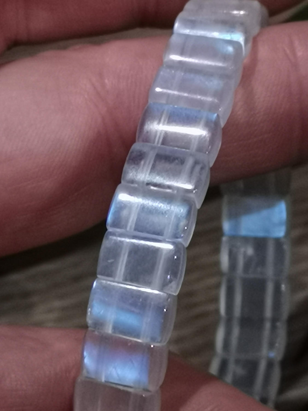 Blauwe maansteen, armband met rechthoekige parel van 10 / 6 mm, lengte 17 cm