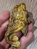 Engraved tiger’s eye mermaid – Natural stone medallion