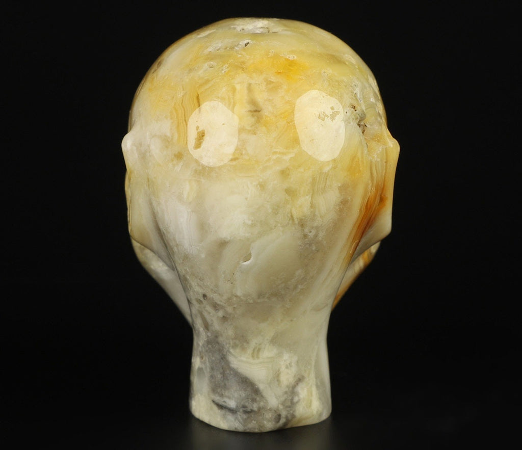 Agate crazy Lace- > ELF / Fée / AVATAR , tête sculpté en pierre naturelle / Memento mori