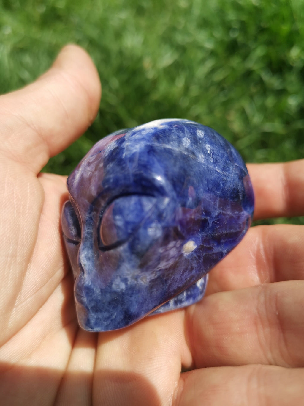 SODALITE Teschio alieno, minerale scolpito da collezione / REIKI Teschio, Cranio, SchÄdel, Cranio Teschio di cristallo