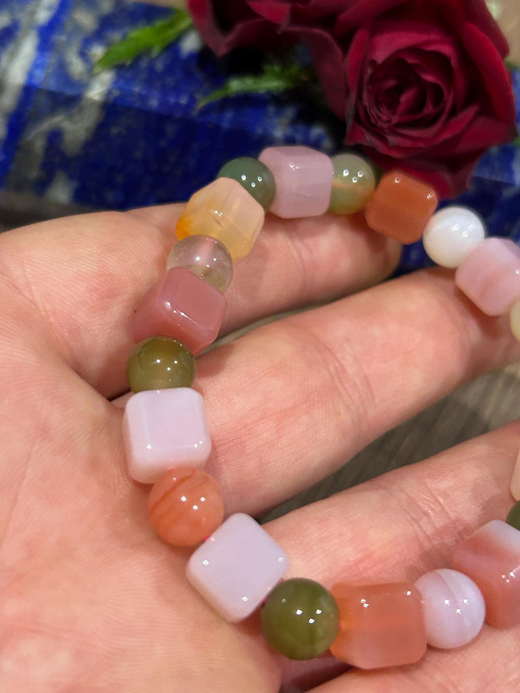 Giada Multicolore  , Perla rotonda e quadrata  , Pietra naturale / Serenità – Equilibrio – Rinnovamento