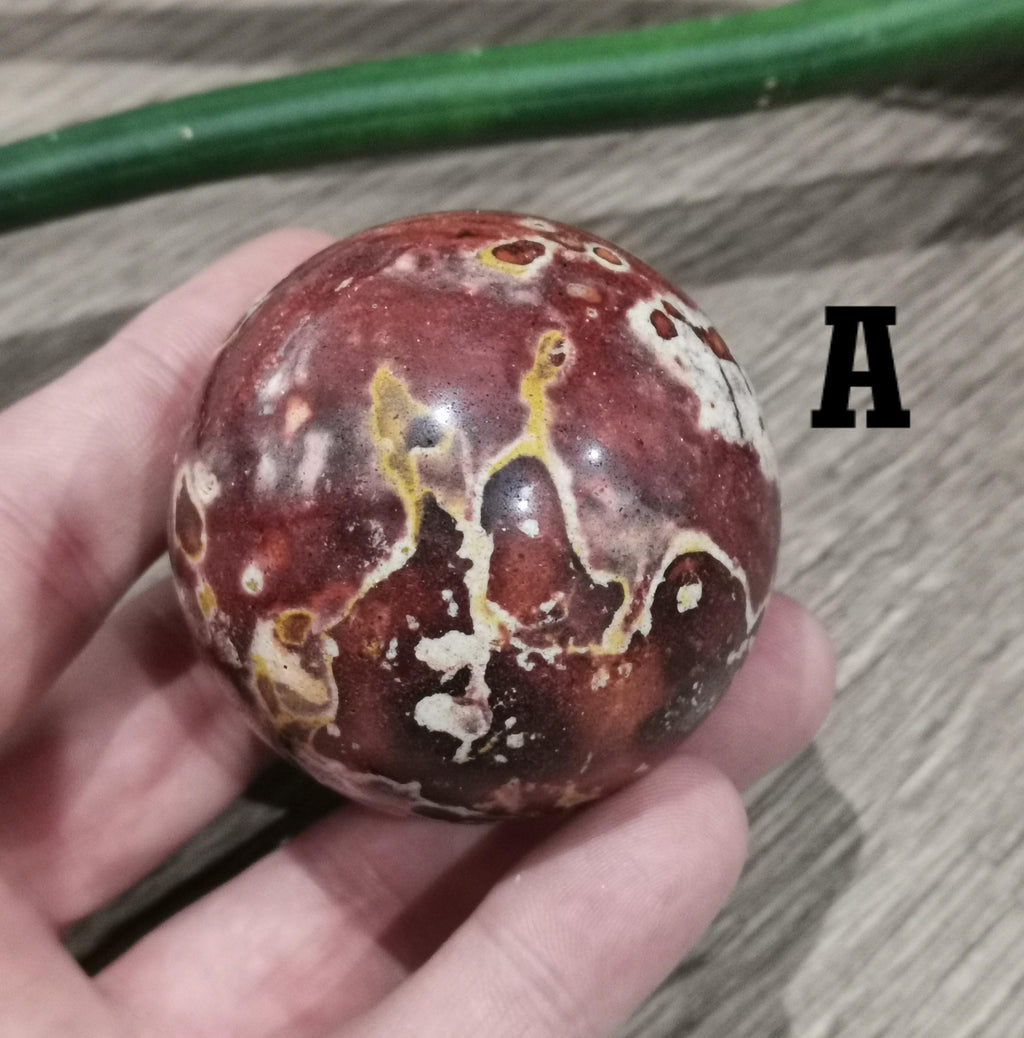 Van Gogh Jasper , Yellow , orange , red , natural stone carved into a Sphere , Collector's ball / Lithotherapy / Feng shui