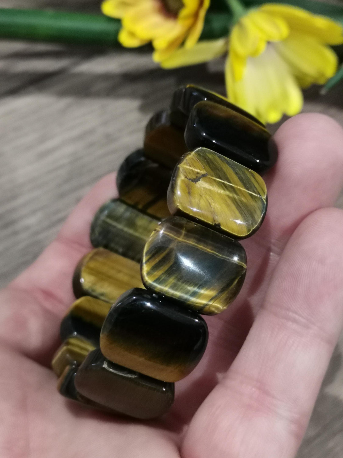 Tigeroog met valkenoog Gemengd , armband Grote originele OVALE kraal