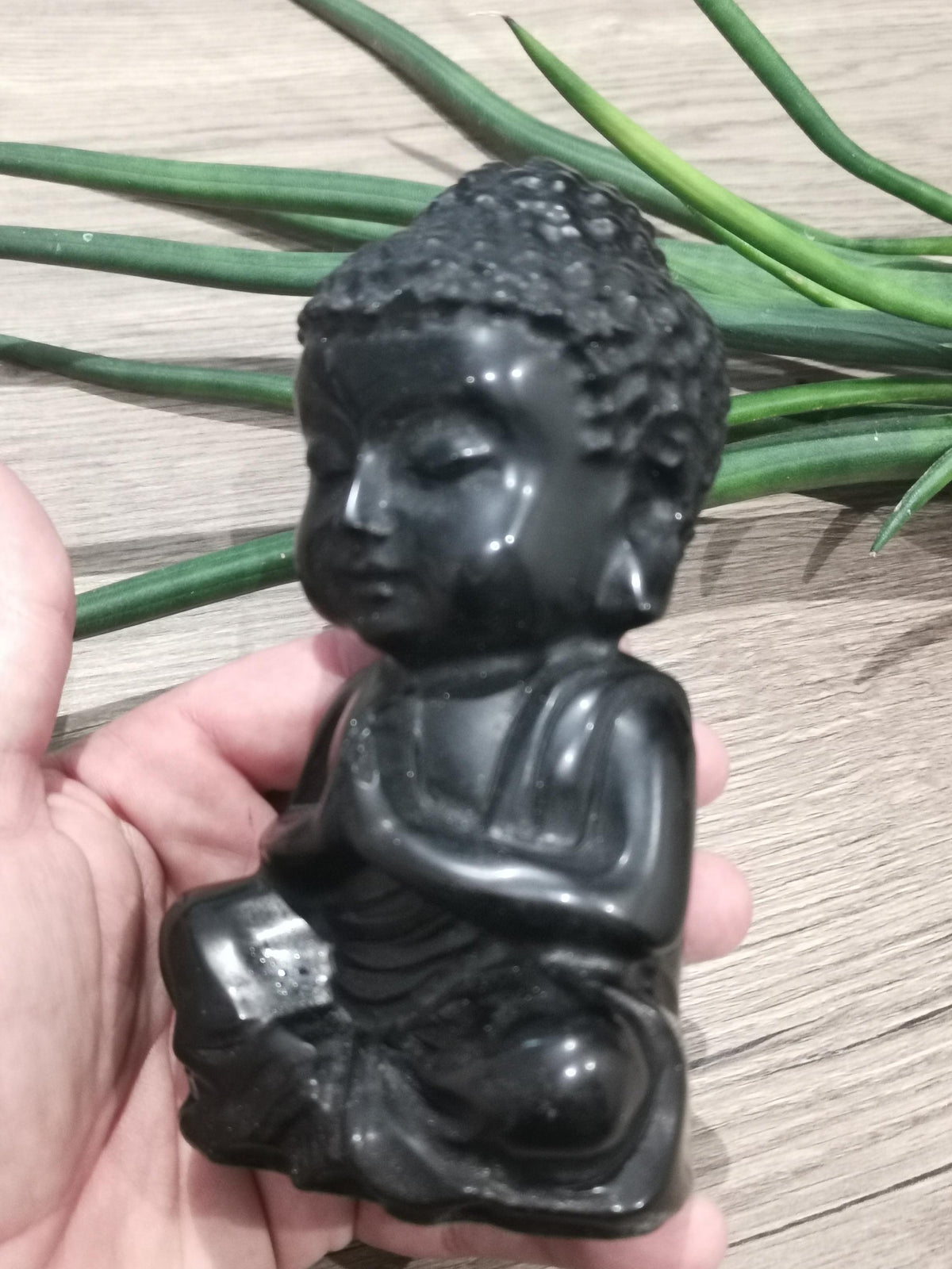 Deusa Buda da Índia em Obsidiana Negra (0,925 kg), Escultura Feng Shui, Decoração Zen, Meditação