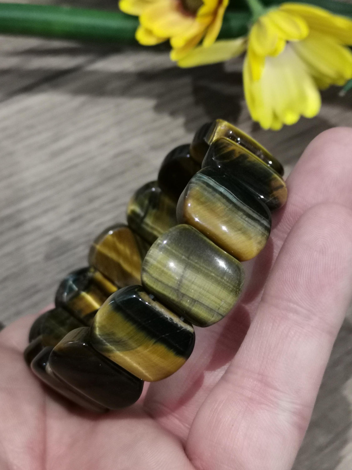 Tigeroog met valkenoog Gemengd , armband Grote originele OVALE kraal