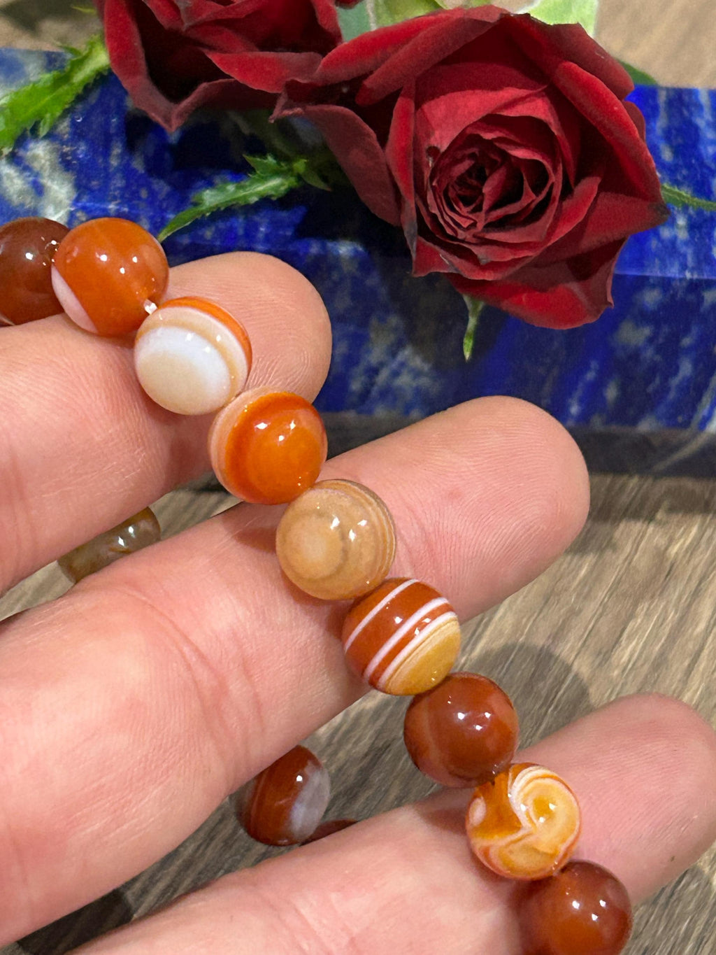 Ágata sardónice naranja , Pulsera de cuentas redondas de 10 mm , Longitud a medida / Protección - Estabilidad - Felicidad