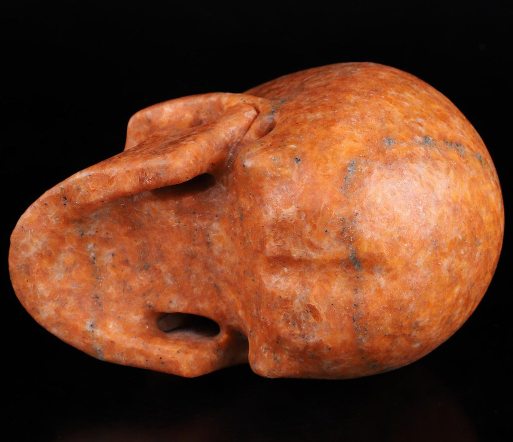 Calcite Orange / Sculpture en Crâne de pierre naturelle , couleur parfaite / Vanité / Memento Mori