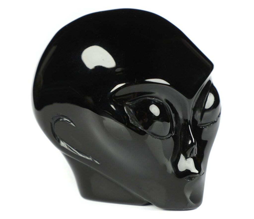 Zwarte obsidiaan, schedel van Roswell-type alien, verzamelschedel van natuursteen / Schedel, schedel, schedel, kristalschedel