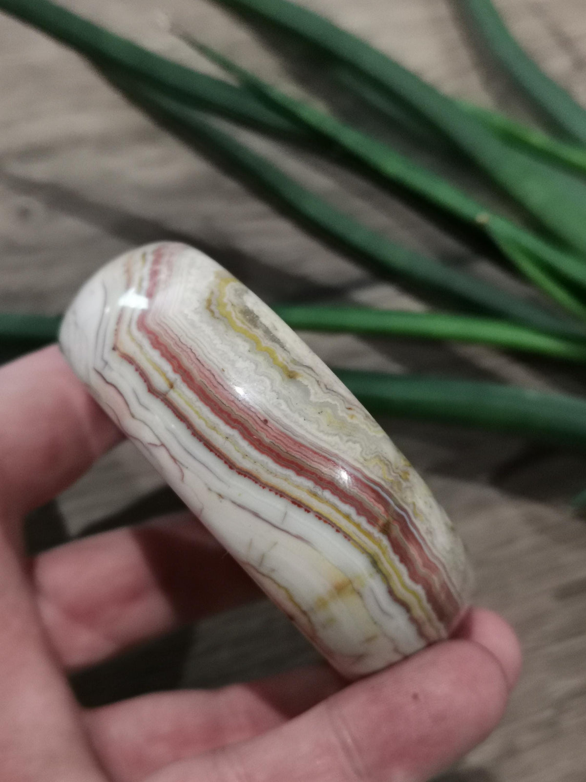 Pulseira rígida em ágata louca · Diâmetro interior 62 mm , Pedra natural