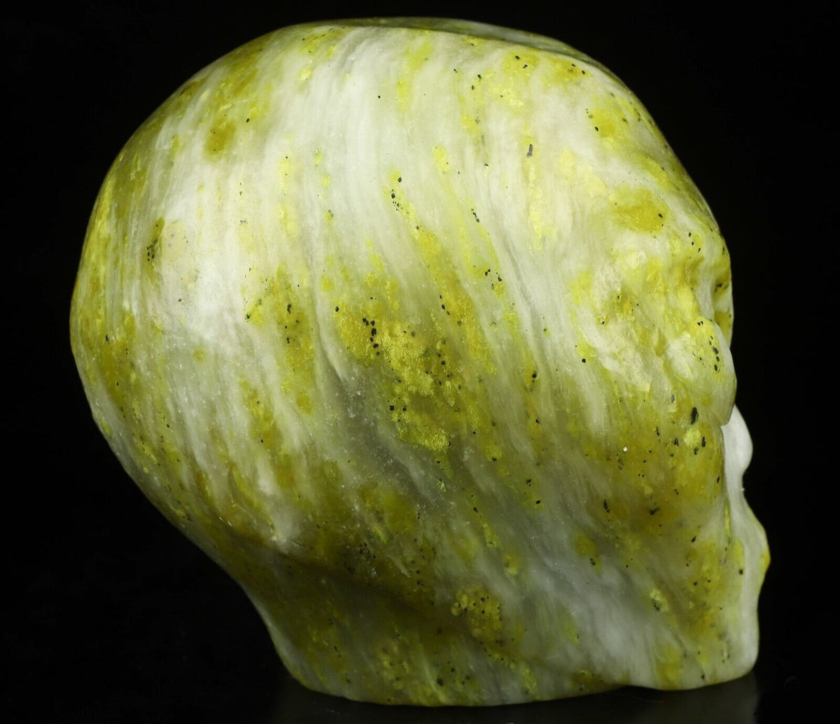 Alien Roswell-schedel van Italiaanse serpentijn · XL natuursteen