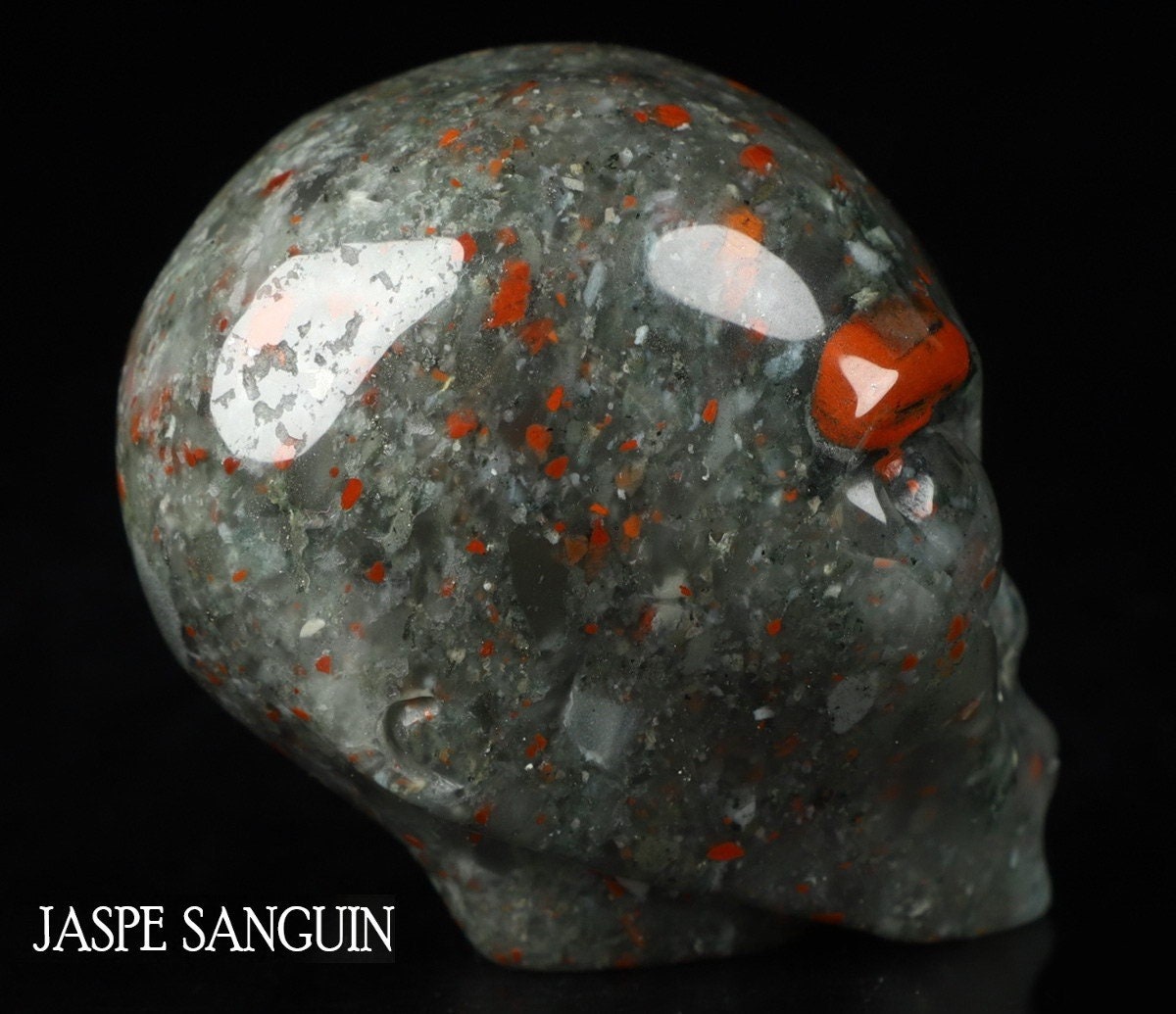 Crâne Alien cristal Jaspe Sanguin Africain  , collection / REIKI Skull , Cranio , SchÄdel , Craneo Crystal Skull