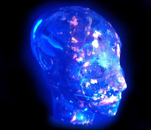 2" Yooperlite / Flamstone / Crâne de cristal de collection / Pierre précieuse /  Skull , Cranio , SchÄdel , Craneo