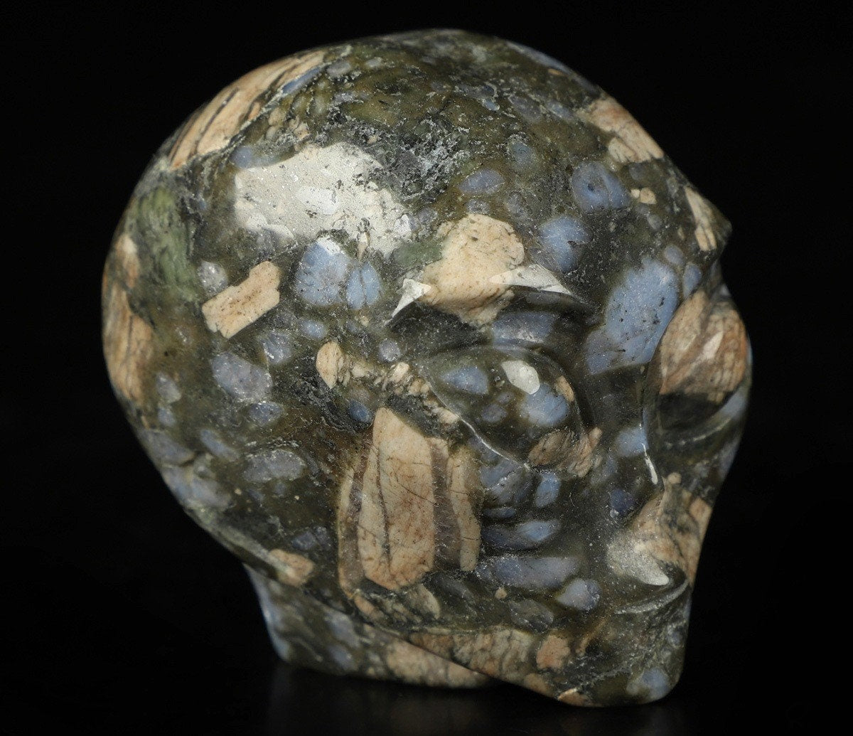 Opale Bleu : Que Sera llanite , Crâne de pierre naturelle de Collection   /  Skull , Cranio , SchÄdel , Craneo Crystal Skull