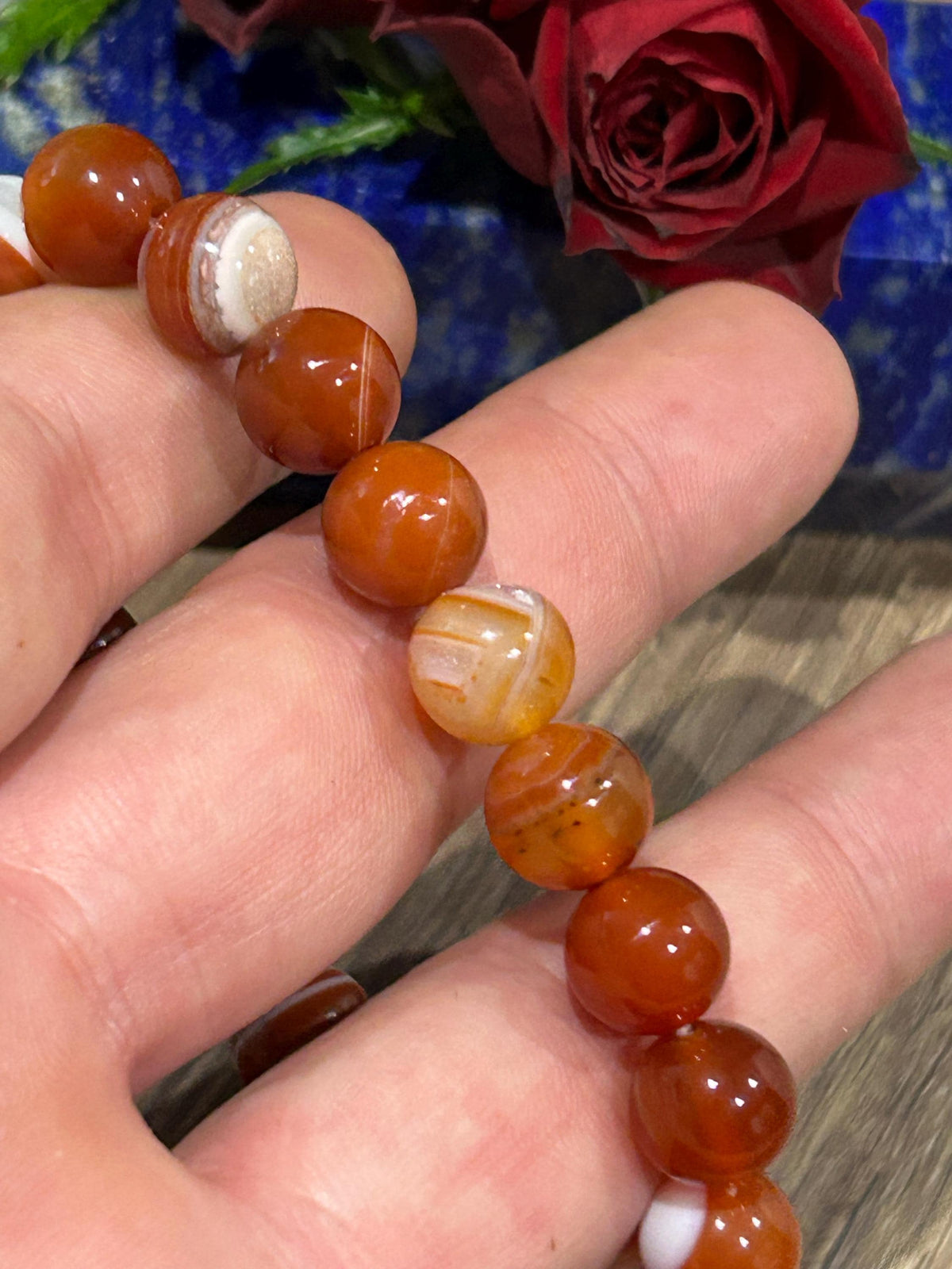 Ágata sardónice naranja , Pulsera de cuentas redondas de 10 mm , Longitud a medida / Protección - Estabilidad - Felicidad
