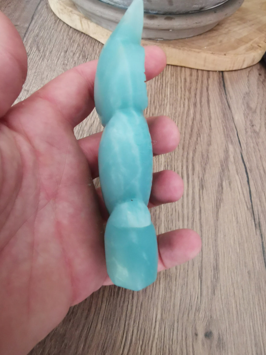 Escultura de búho en amazonita de China
