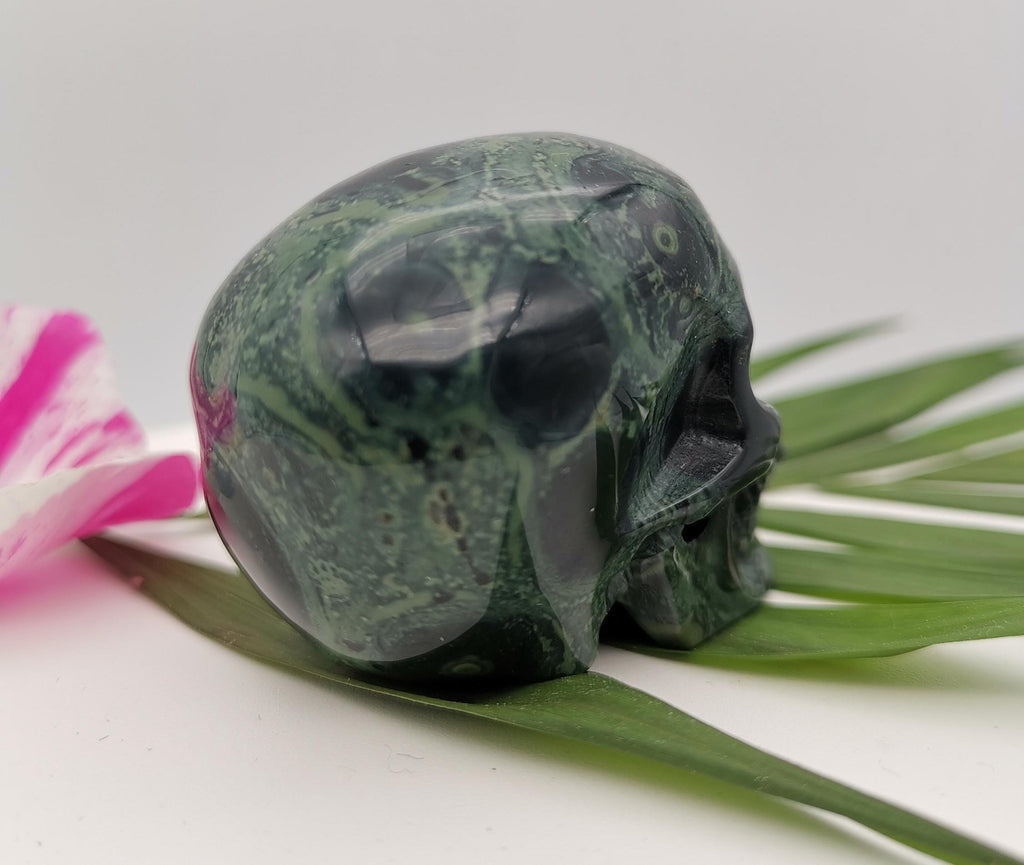 2" Crocodile Skin Jasper / Kambaba Jasper / Collector's Skull, Top quality carved natural stone ideal decoration