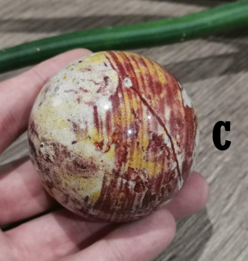 Van Gogh Jasper , Yellow , orange , red , natural stone carved into a Sphere , Collector's ball / Lithotherapy / Feng shui