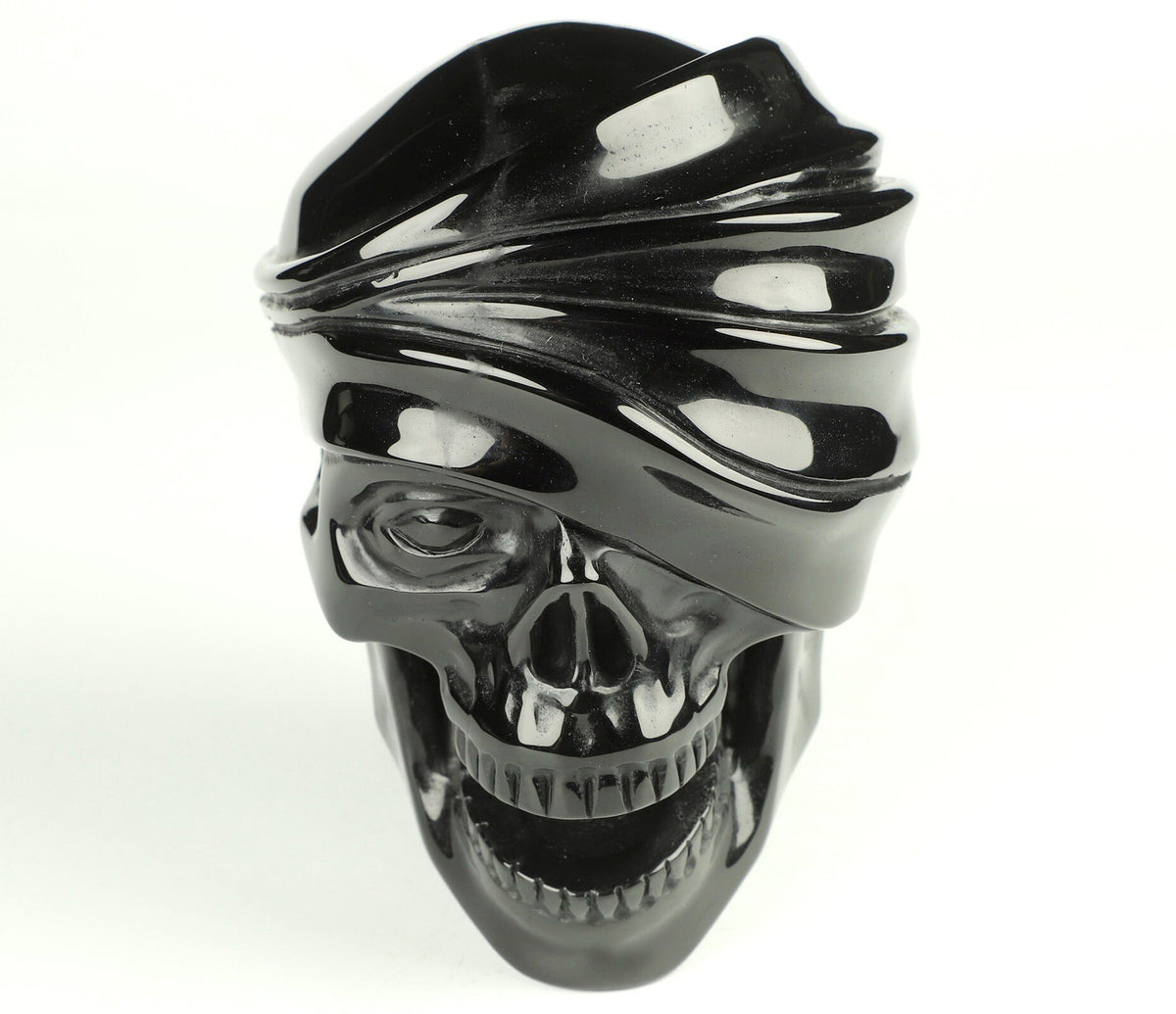 Obsidienne Noir , Zombie / Mort vivant , crâne de pierre naturelle volcanique  , Vanité