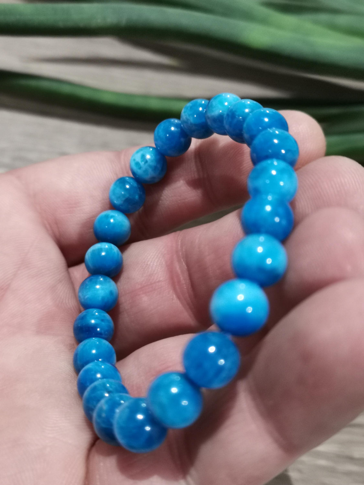 Pulseira de Apatite em Pedra natural / Pérola de 8 Mm ou 10 Mm -> À escolha