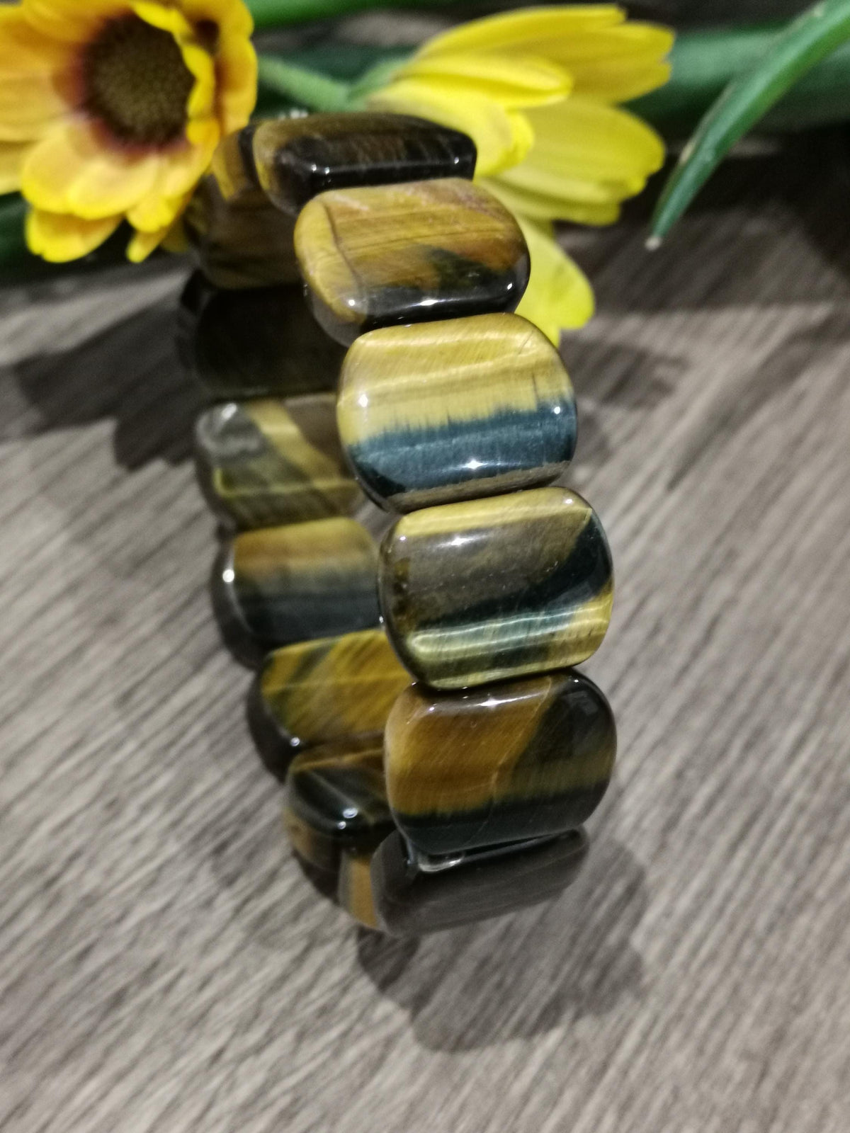 Tigeroog met valkenoog Gemengd , armband Grote originele OVALE kraal