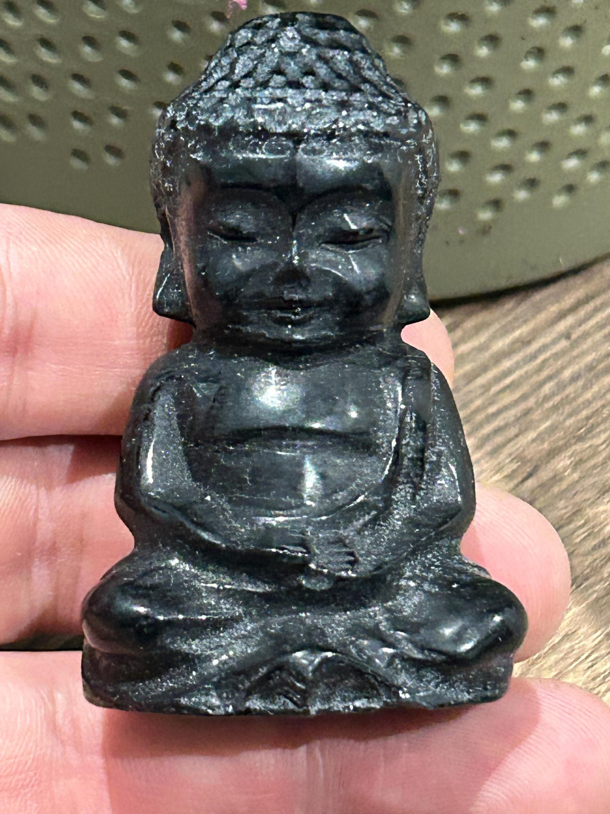 Mini Boeddha Indiase godin van zwart obsidiaan (76 g), ideaal voor Feng Shui, Zen-decoratie en meditatie