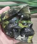 Militare , Basco Verde , Scultura in pietra naturale JASPE HISO , Teschio in pietra da collezione / Crystal Skull