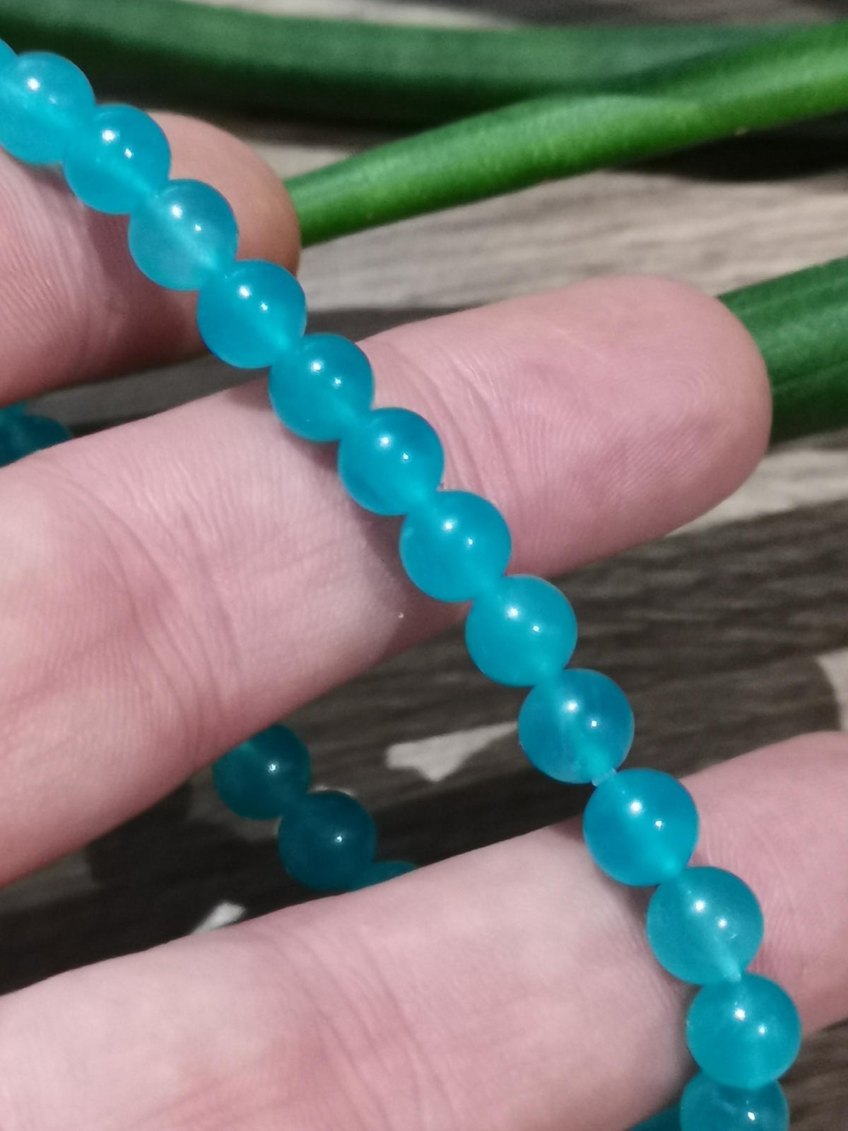 Amazonit, Naturstein aus Peru, Armband mit 6-mm-Perlen, Güte AAAA