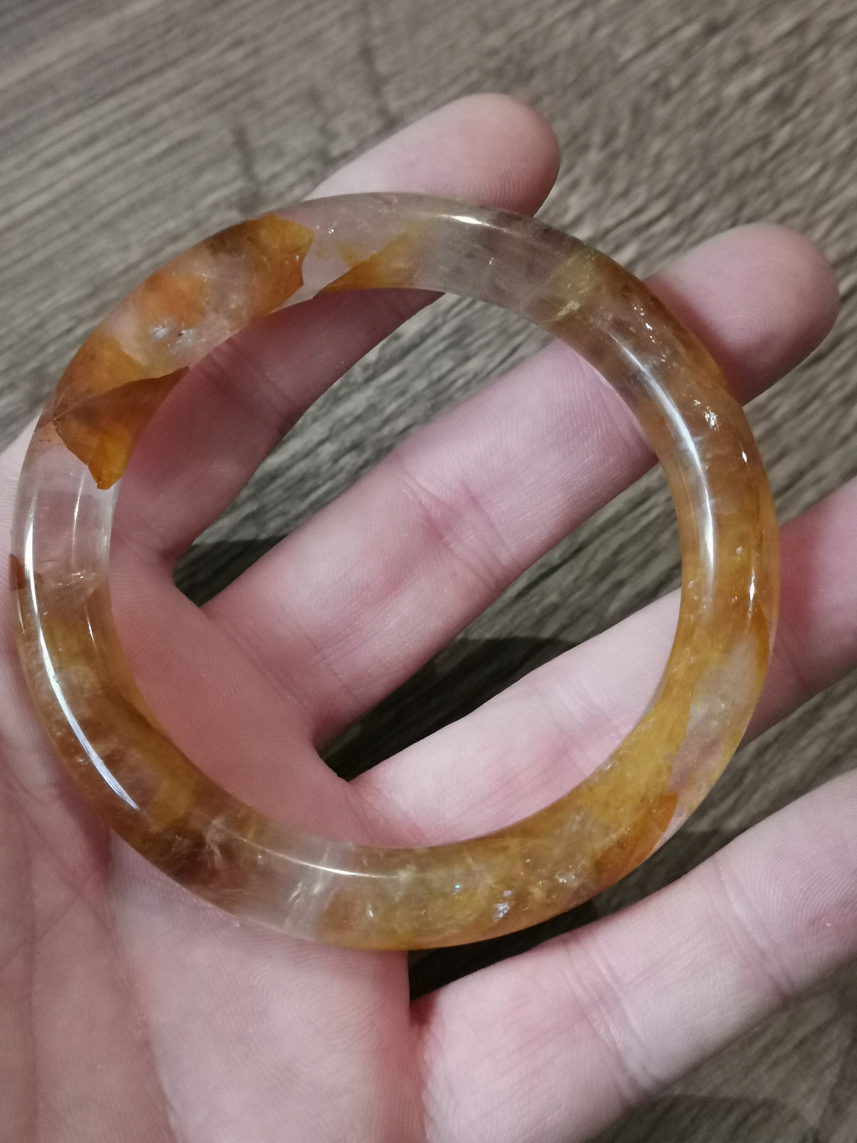 Quartzo Fogo Amarelo , Quartzo Golden healer ; Pulseira Rígida Diâmetro interior 61 mm