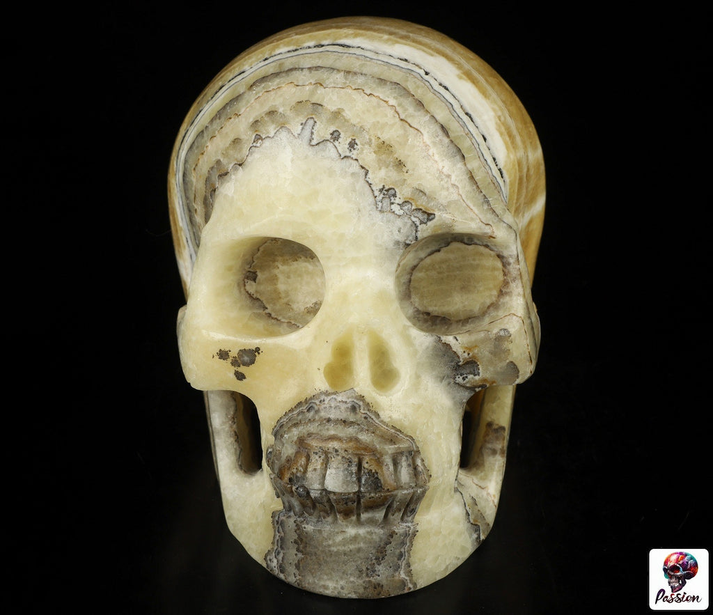 Schädel aus Naturstein ÖSTLICHER JASPER / Eastern Jasper / BÄNDERIGE KALZIT , Top-Qualität , Cranio , Schädel , SKULL